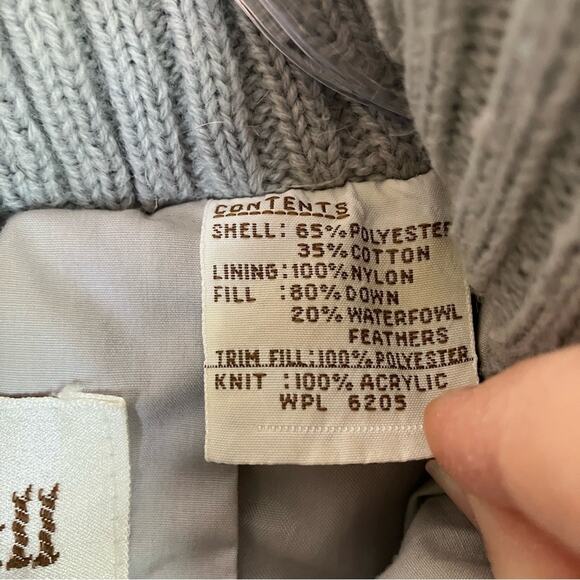 Saxton Hall | Vintage Down Feather Women's Light Gray Hooded Puffy Coat M Petite - Picture 4 of 10